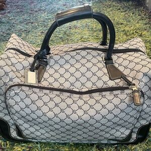 RALPH LAUREN Signature Jacquard Monogram RL Canvas /Leather Rolling  Carry-on